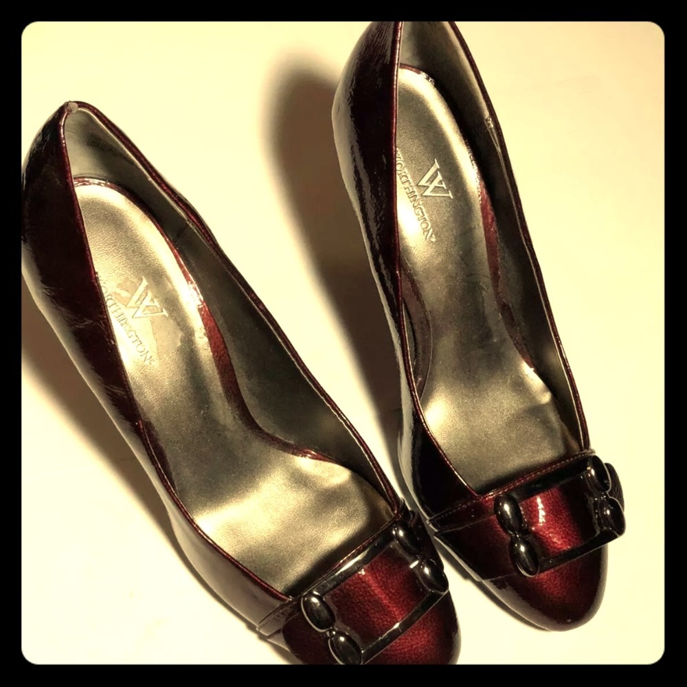 Worthington maroon pumps.